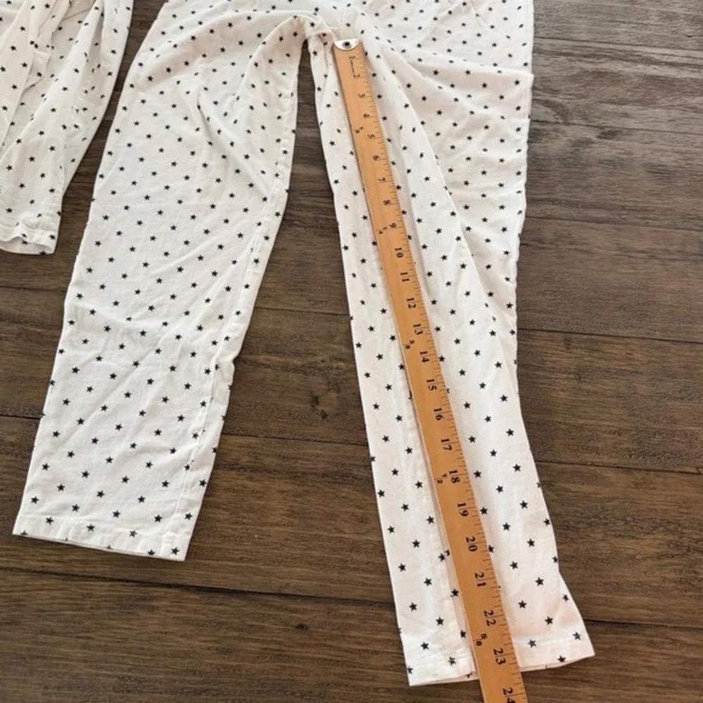 MNG Mango Kids White Black Star‎ Print Cotton Pajama Set Size 11-12 Girls PJs